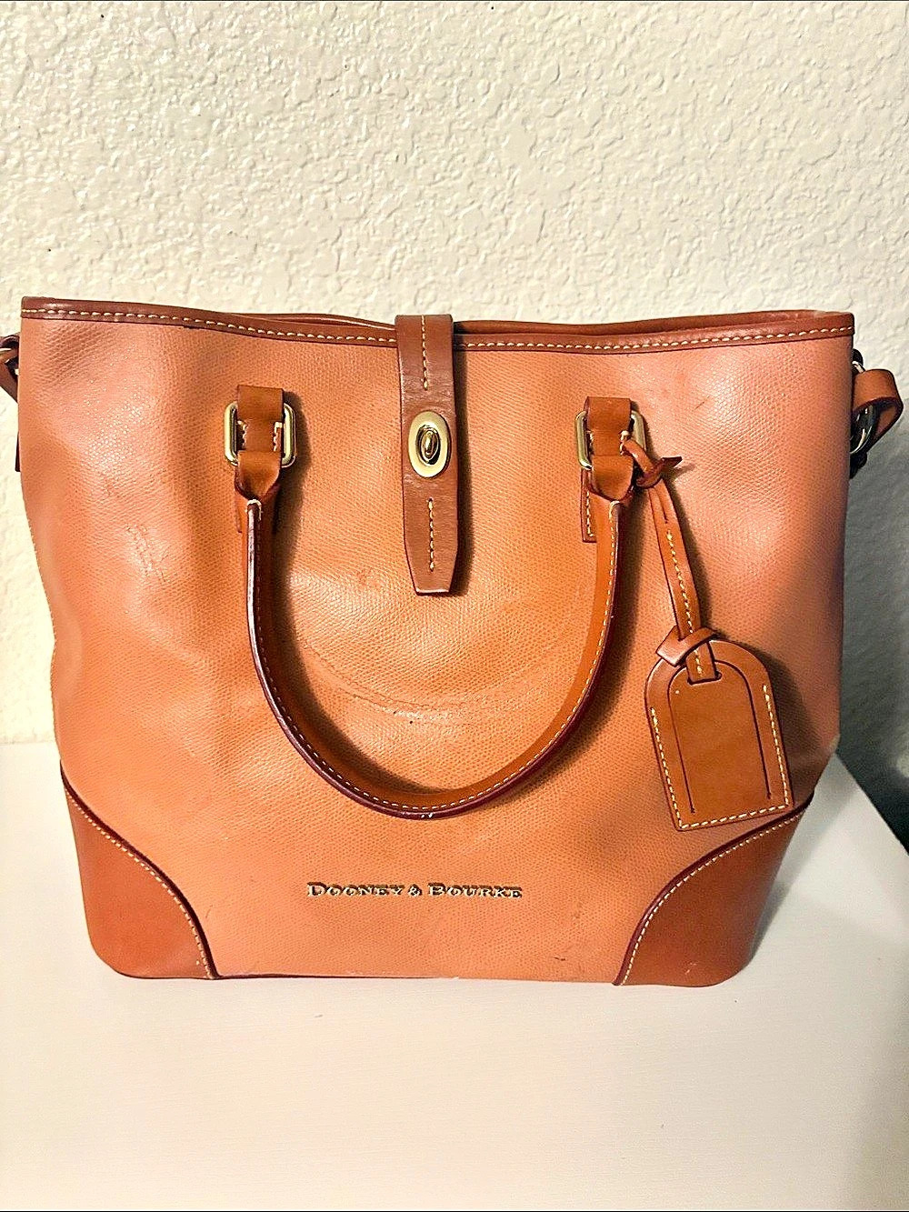 Dooney & Bourke Pebble Turnlock Handle Tote 30 Brown